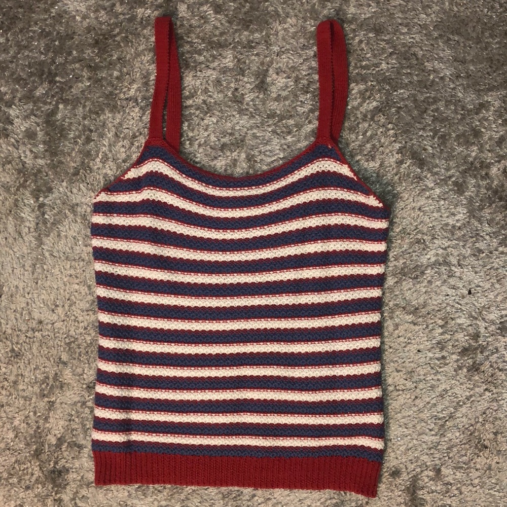 Knitted red white and blue tank top